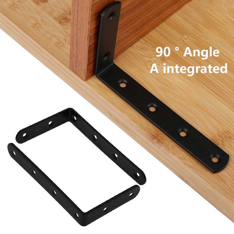 Luomorgo 16 Pcs L Shaped Brackets for Shelves - Heavy Duty Steel, Decorative Corner Brace Joint, Right Angle Wall Hanging Brackets with Screws, 5" x 3", Black - Image 4